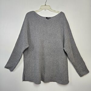 A.N.A. Gray Silver Metallic Women's 3X Sweater Sparkle Shimmer Boat Neck Holiday